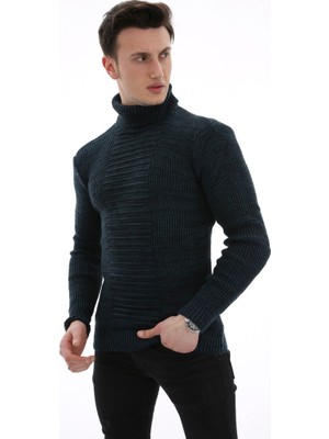 Moresun Boğazlı Lacivert Kalın Kışlık Günlük Triko Kazak