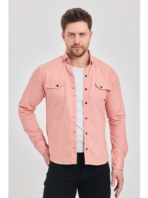 YXC Trend Maker Slim Fit Erkek Dar Kesim Pamuklu Kot Gömlek
