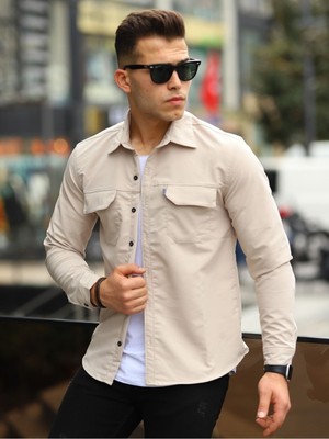 Comstar Erkek Paraşüt Kumaş Rahat Kalıp Gömlek