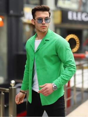 Comstar Erkek Şal Yaka Keten Gömlek