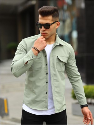 Comstar Erkek Paraşüt Kumaş Rahat Kalıp Gömlek