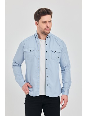 YXC Trend Maker Slim Fit Erkek Dar Kesim Pamuklu Kot Gömlek