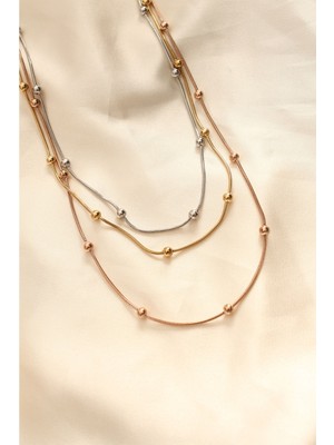 Ayder Timya 316L Çelik Karışık Renkli Topçuk Tasarımlı Çoklu Kolye - TJ-BKO6242 TG/Tmya1395 211232