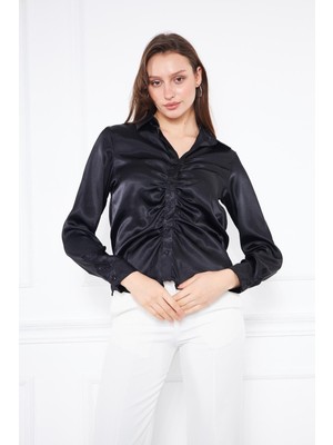 Comstar Kadın Büzgülü Saten Gömlek