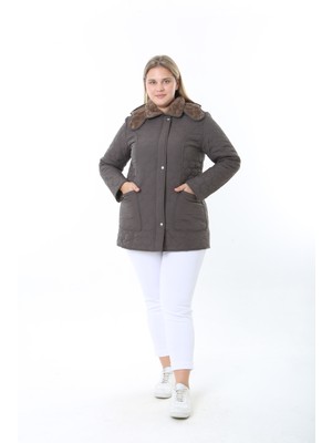 Ithal, Yumuşak Kürklü, Su Itici Mont,büyük Beden, Tavşan Tüylü Kaban,kapitone Mont, Premium Seri