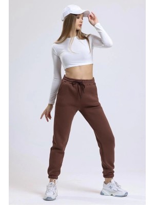 End Black Store 3 İplik Şardonlu Paça Lastikli Eşofman Kahve IS001