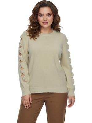 Lavella Kadın Kol Taşlı Modelli Sakallı Triko Kazak BGL-ST05077