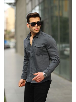 Comstar Erkek Slım ( Rahat Kalıp ) Kot Gömlek