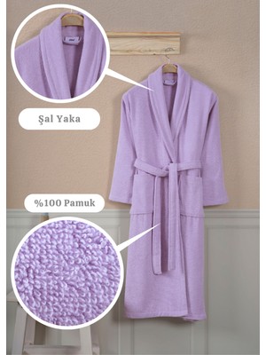 Ellaline 3 Parça Bornoz Seti %100 Pamuk Sertifikalı, Kafa Havlusu + Vücut Havlusu + Şalyaka Bornoz Takımı