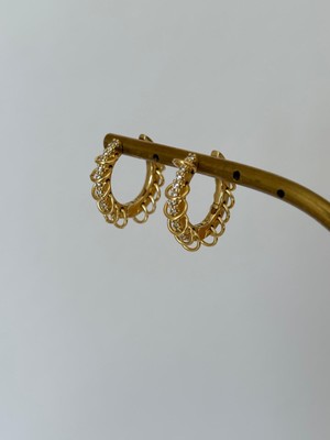 Marsel Özel Seri Mini Zincir Taş Detay Xp Gold Halka Küpe