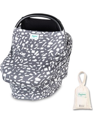 Zuppers Fonksiyonel Puset ve Emzirme Örtüsü Gri Bambu Kumaşlı 1 Parça Kese Hediyeli