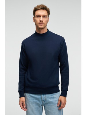 Grimelange Quılla Erkek Yarım Balıkçı Basic Lacivert Sweatshirt