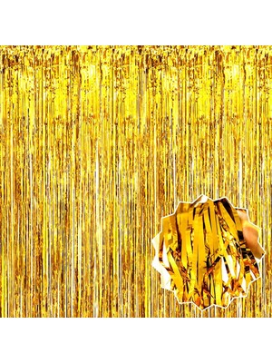 Ayder Timya Altın Gold Renk Ekstra Metalize Parlak Saçaklı Arka Fon Perde Ithal 1x2 Metre TG/TMYA1395 211896