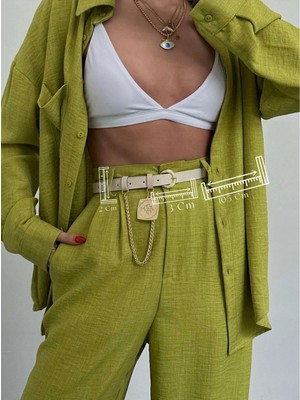 Fiori Kral Zincirli Madalyon Detaylı Kadın Pantolon Kemeri, Ceket Kemeri, Elbise Kemeri, Gömlek Kemeri