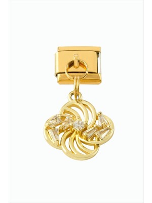 Freedom Store Çiçek Zirkon Taşlı Sallatılı Çelik Charm