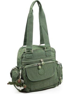 İmaks Urban Krinkıl/klinkır Su Geçirmez Ithal Kumaş Çok Gözlü Kadın Postacı El ve Omuz Çantası Haki 2041