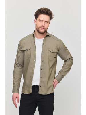 YXC Trend Maker Slim Fit Erkek Dar Kesim Pamuklu Kot Gömlek
