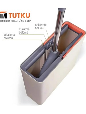 3 Adet Tutku Slim Mop Sıkmalı Sünger Yüzey Temizlik Seti