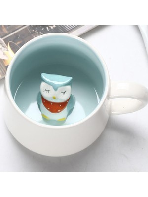 Palto Tasarım Baykuş Figürlü (Içi Figürlü) - Hediye Seramik Kupa