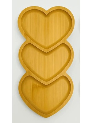 Tutku Bambu Sunumluk 3 Bölmeli Kalp Model 10×28 cm