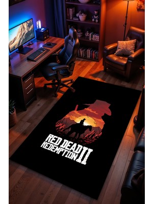 Charmbi Red Dead Redemption 2 Desenli Kaymaz Taban Makinede Yıkanabilir Gaming Oyuncu Gamer Genç Odası Halısı