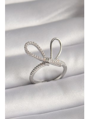 Ayder Timya Pirinç Gümüş Renk Zirkon Taşlı Düğüm Model Kadın Yüzük - TJ-BYK3086 TG/Tmya1395 212052