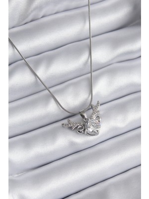 Ayder Timya 316L Çelik Gümüş Renk Zirkon Taşlı Boynuz Model Kadın Kolye - TJ-BKO8133 TG/Tmya1395 211500