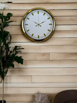 Ototechparca Zentime Gold & White Lüks Tasarım 40 cm Gold Metal Duvar Saati