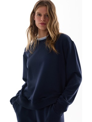 Penti Lacivert Bisiklet Yaka Regular Kesim Pamuklu Sweatshirt