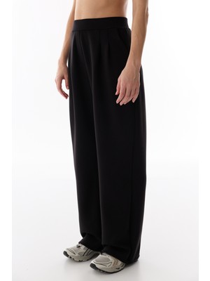 Penti Siyah Yüksek Bel Pileli Geniş Paça Pantolon