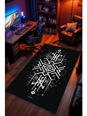 Charmbi Viking Mitoloji Desenli Kaymaz Taban Makinede Yıkanabilir Gaming Oyuncu Gamer Genç Odası Halısı