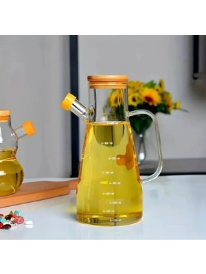 4 Adet Tutku Bambu Kapaklı Cam Yağlık 900 ml