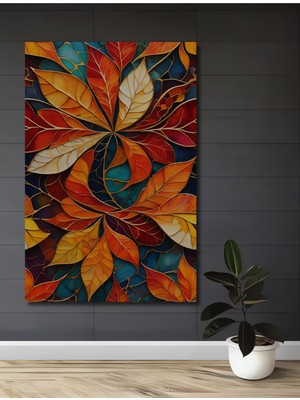 Teona Ahşap Sonbahar Yaprakları Cam Mozaik Sanat Ev,Antre,Salon,Ofis,Mutfak,Yatak Odası Tablo