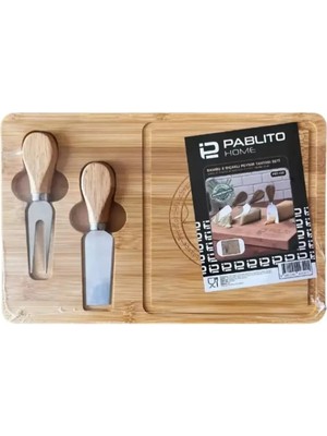 Pablito Home 5 Adet Pablito PBT-330 Bambu 2 Bıçaklı Peynir Tahta Seti