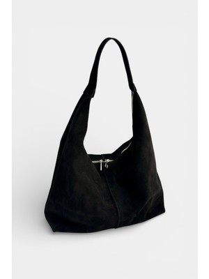 MİALES %100 Hakiki Süet Deri Kadın El ve Omuz Çantası- Büyük Boy