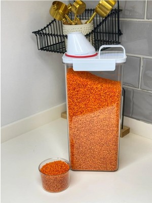 Krd Home Erzak Kabı Mika Dikdörtgen Bardak Kapaklı Ölçülü 2800 ml