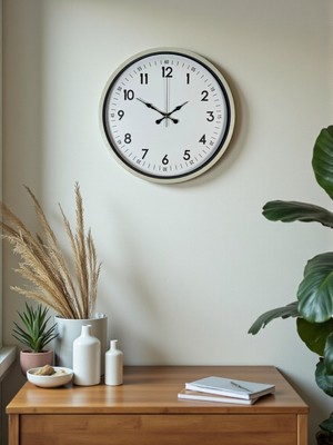 Ototechparca Zentime 36 cm Krem Dekoratif Duvar Saati