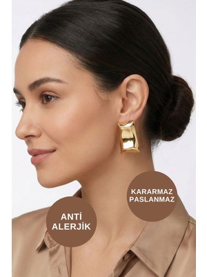 Kayoubi Kadın Antialerjik Kararmaz Suya Dayanıklı Uzun Günlük Tarz Abiye Gold Çelik Marka Küpe Modelleri