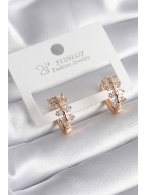 Ayder Timya Pirinç Gold Renk Zirkon Taşlı Kadın Küpe - TJ-BKP8356 TG/Tmya1395 211605