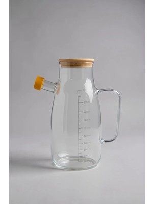 2 Adet Tutku Bambu Kapaklı Cam Yağlık 1000 ml