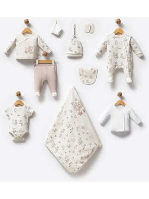 Bubbles %100 Organik Pamuk You And Me Baskı Kutulu 10 Parça Hastane Çıkış Seti