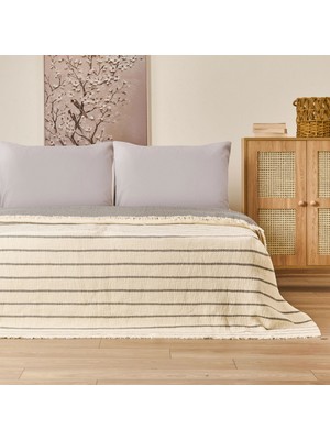 Matmel Soft Serena Çift Kişilik Yatak Örtüsü - Ekru / Antrasit - 230X250 cm