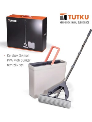 Tutku Slim Mop Sıkmalı Sünger Yüzey Temizlik Seti
