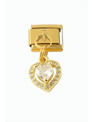 Freedom Store Kalp Zirkon Taşlı Sallatılı Çelik Charm