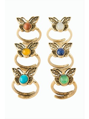 Freedom Store Kelebek Doğaltaşlı Otantik Yüzük