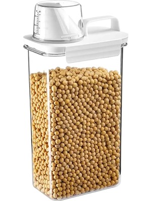 Krd Home Erzak Kabı Mika Dikdörtgen Bardak Kapaklı Ölçülü 2300 ml