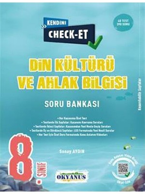 Okyanus Yayınları Okyanus 8. Sınıf Din Kültürü ve Ahlak Bilgisi Kendini Check Et Soru Bankası