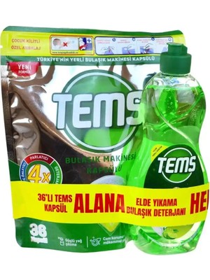 TEMS BULAŞIK MAKİNESİ KAPSÜLÜ 36,LI BULAŞIK DETERJANI HEDİYELİ