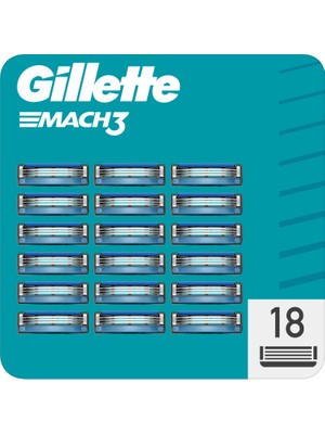 Gillette Mach3 18'li Yedek Tıraş Bıçağı Karton Paket Erkekler İçin Paslanmaz Çelik Hassas Kesim