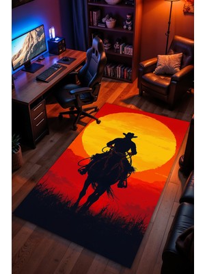 Charmbi Red Dead Redemption 2 Desenli Kaymaz Taban Makinede Yıkanabilir Gaming Oyuncu Gamer Genç Odası Halısı